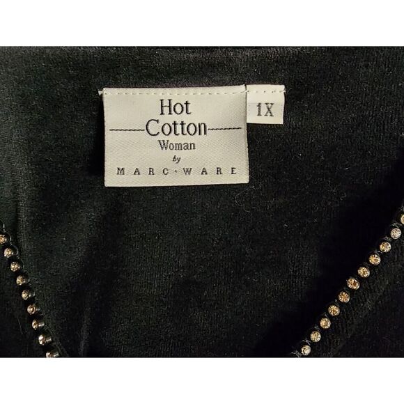 Hot Cotton Marc Ware Women Black Size 1X Velvet Velour Relaxed Outfit Top Pants - Picture 6 of 6